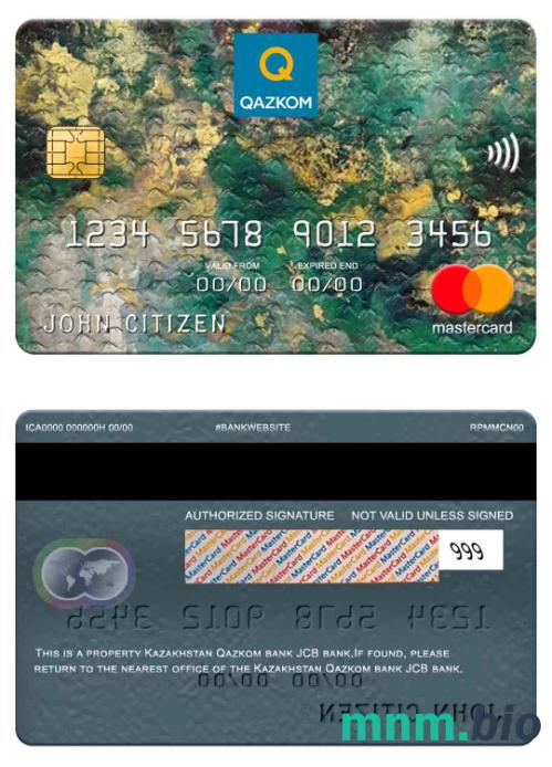 Kazakhstan Qazkom bank JCB bank przykład karty mastercard w formacie PSD